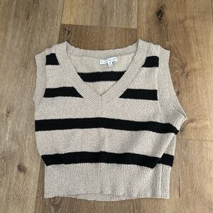 Striped V-Neck Knit Crop Top